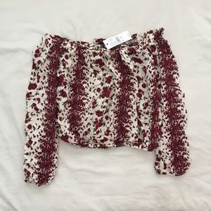 RARE Brandy Melville Red Floral Maura Top